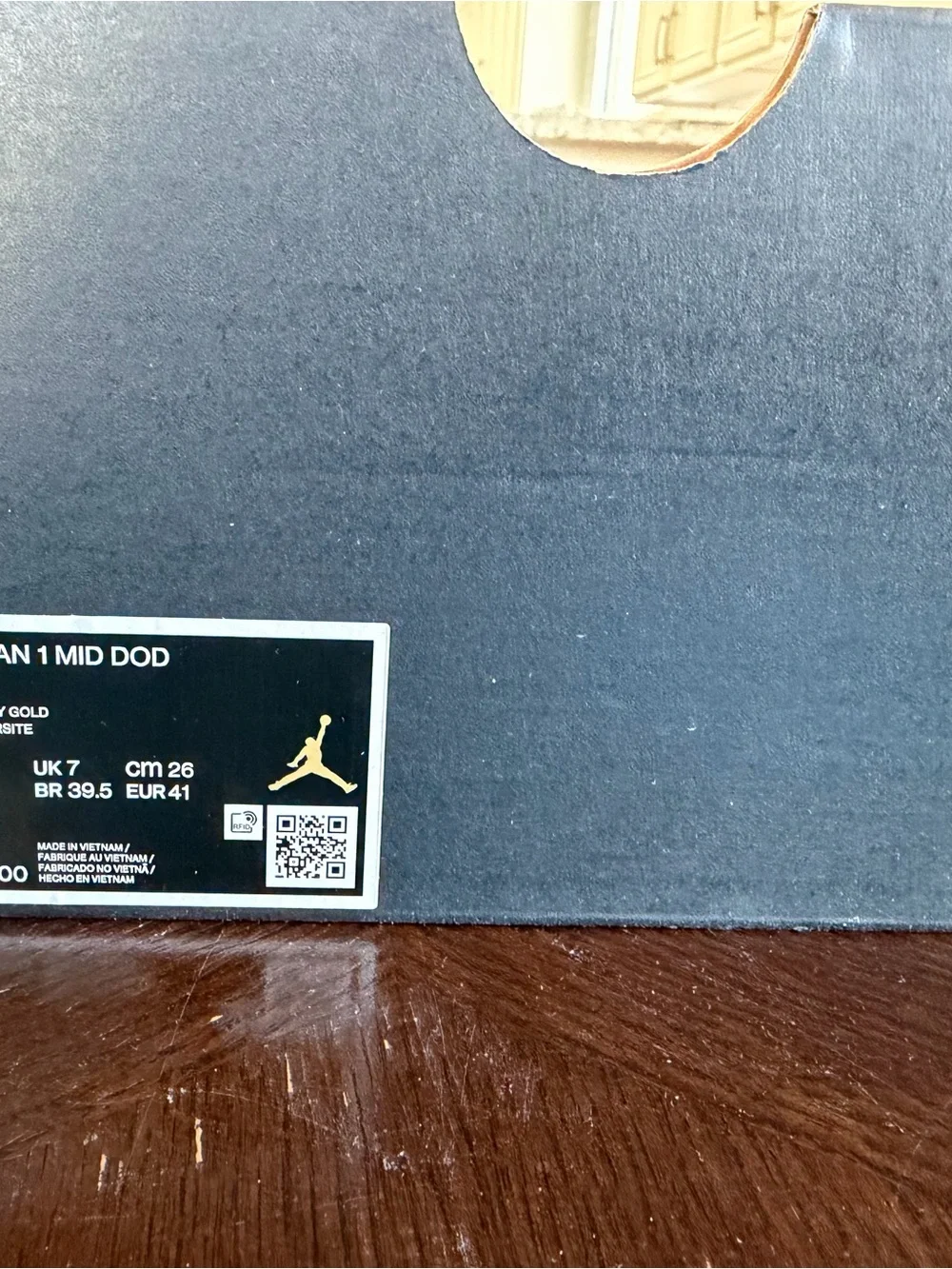Nike Air Jordan Box with Black, Gold & White Label